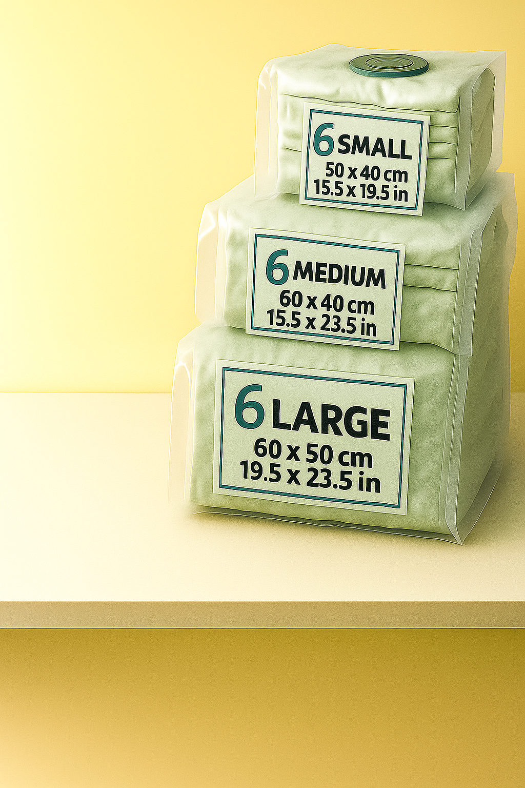 18 Bags | 6 Small  6 Medium  6 Large